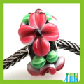 Murano Schmuck machen pflastern rote Blume Lampwork Glas großes Loch Perlen